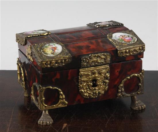 A late 19th century rectangular tortoiseshell table casket, 5in.